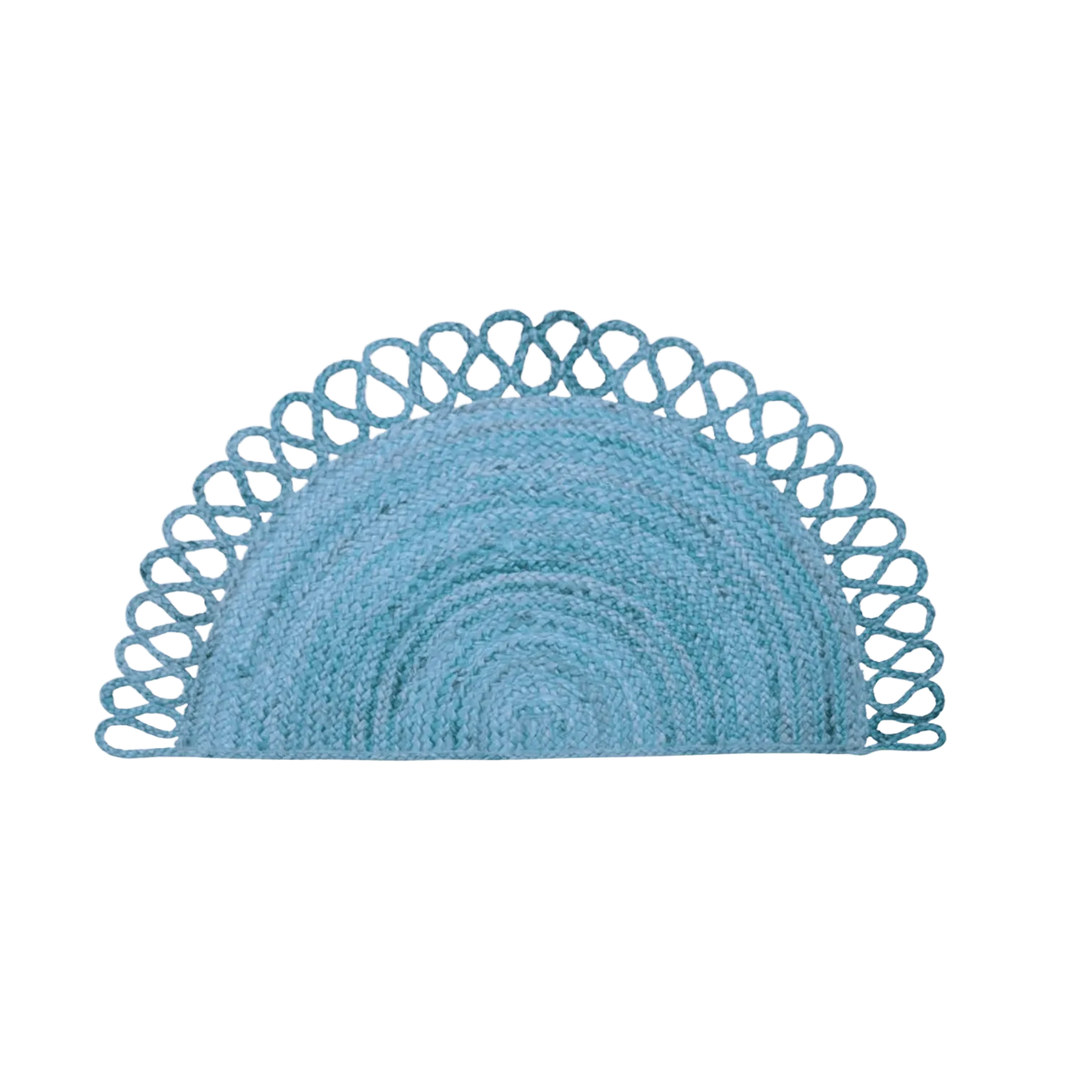 Folding Border Half Circle Accent Jute Rug - Blue