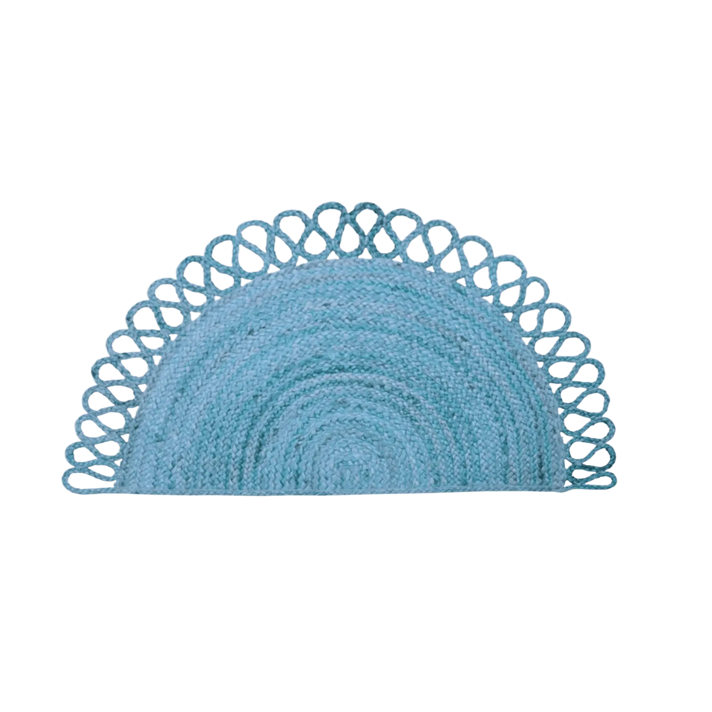 Folding Border Half Circle Accent Jute Rug - Blue 