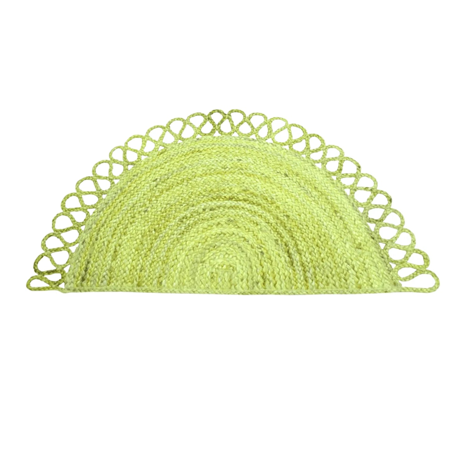 Folding Border Half Circle Accent Jute Rug - Green