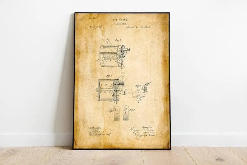 Fishing Reel Patent Print| Framed Art Print