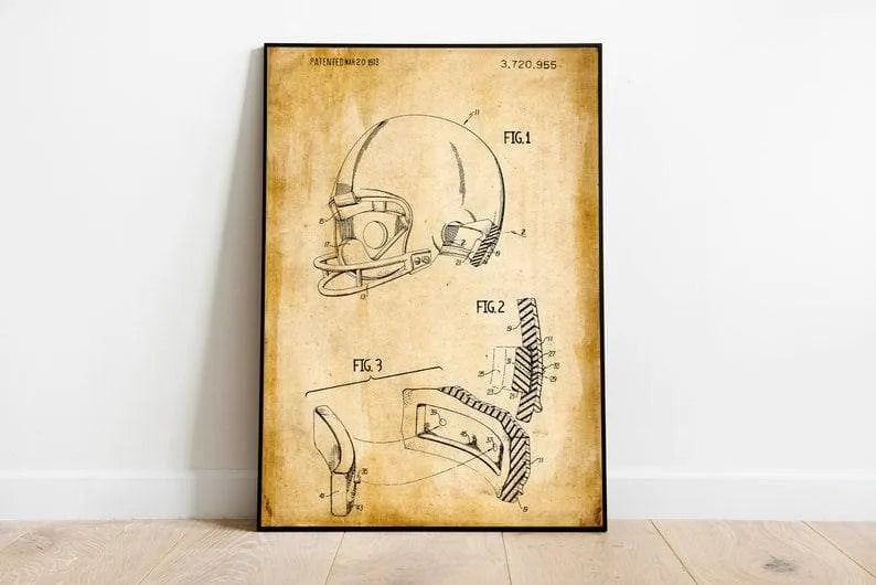 Football Helmet Patent Print| Framed Art Print