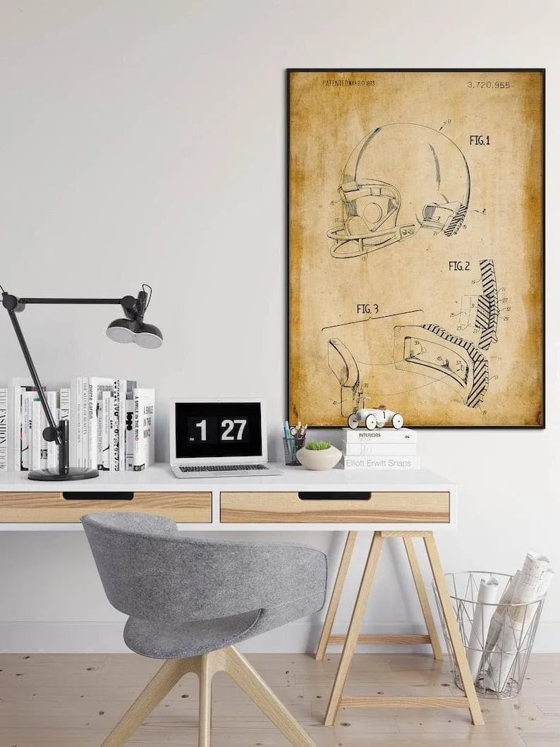 Football Helmet Patent Print| Framed Art Print