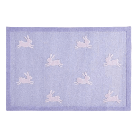For the Love of Rabbits Hand Tufted Wool Rug - Purple For the Love of Rabbits Hand Tufted Wool Rug - Purple