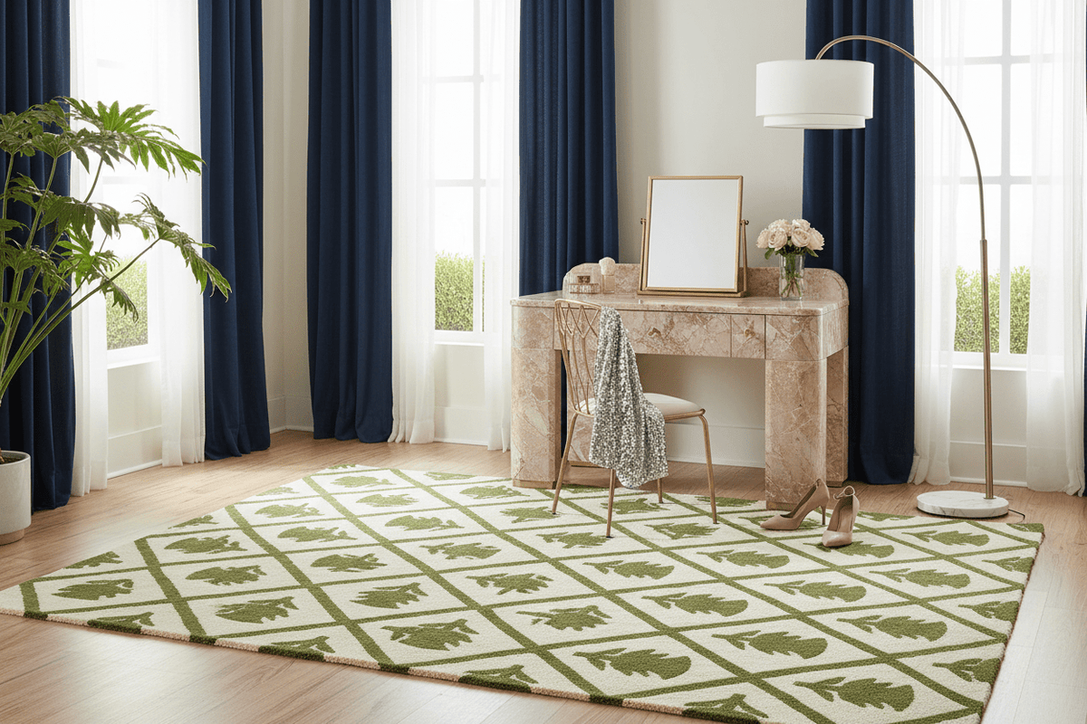 Frame Floral Inlay Hand Tufted Rug - MAIA HOMES