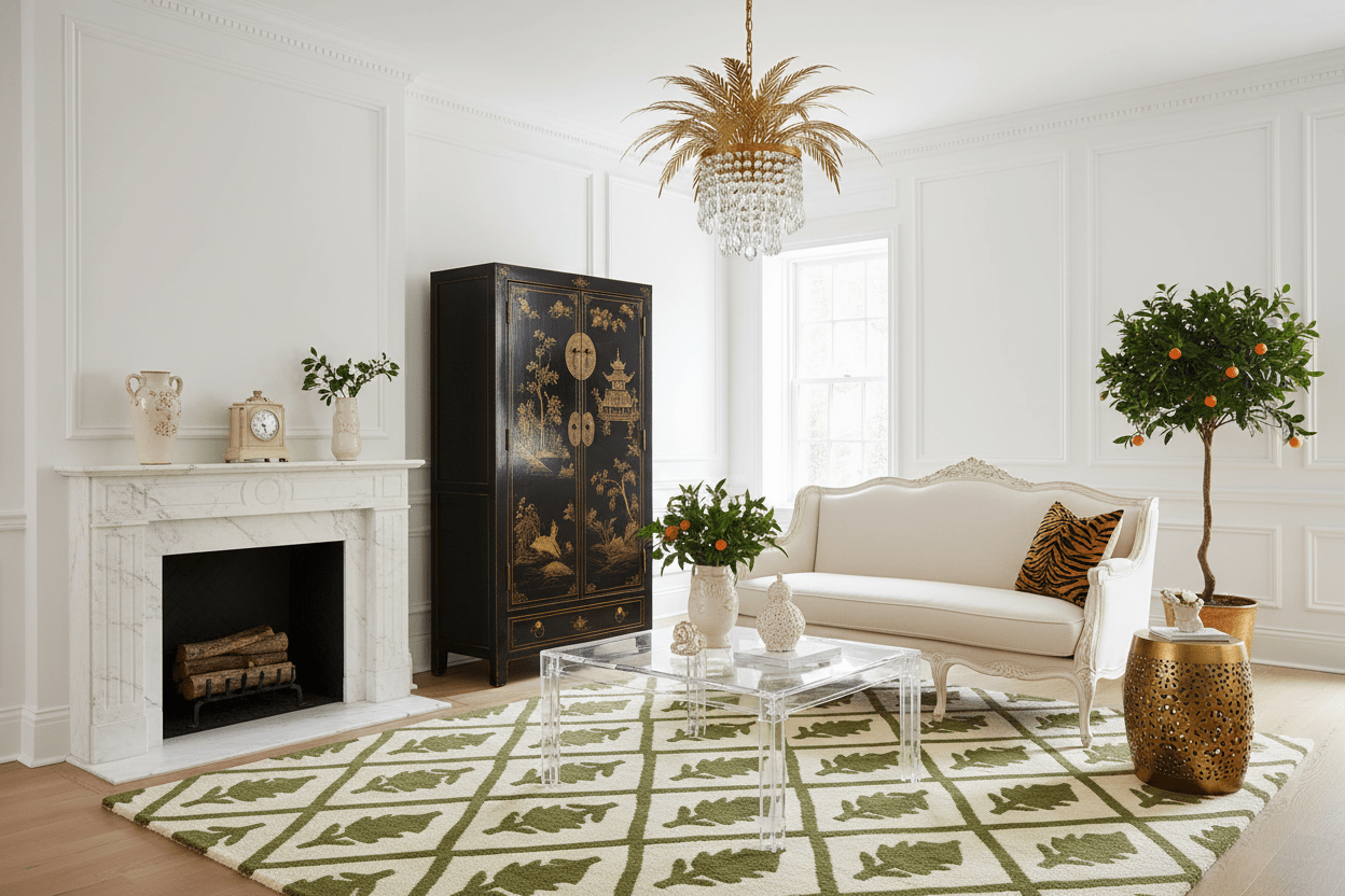 Frame Floral Inlay Hand Tufted Rug - MAIA HOMES