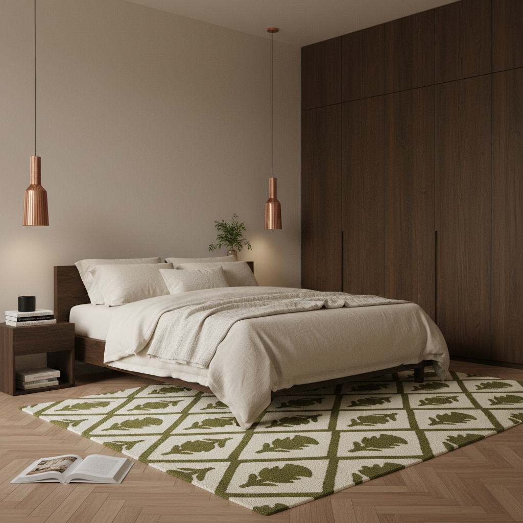 Frame Floral Inlay Hand Tufted Rug