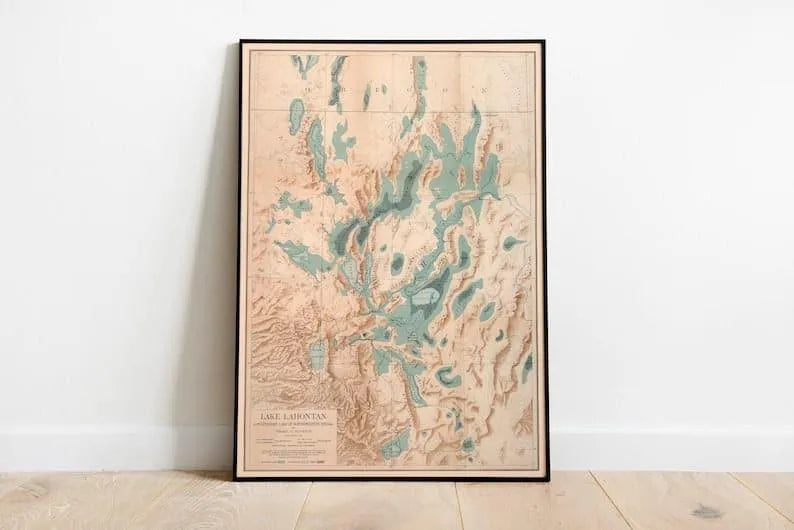 Map of Lake Lahontan 1885| Nevada Maps