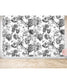 French Toile Black and White Flower Provence Vintage Wall Mural 