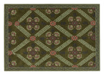 Garden Trellis Olive Hand Tufted Rug shown flat on a white background