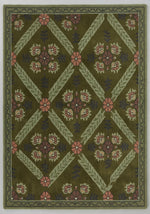 Garden Trellis Olive Hand Tufted Rug — olive, sage, pink floral rug by Maia Homes