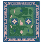 Garden Medallion Border Square Hand Tufted Rug
