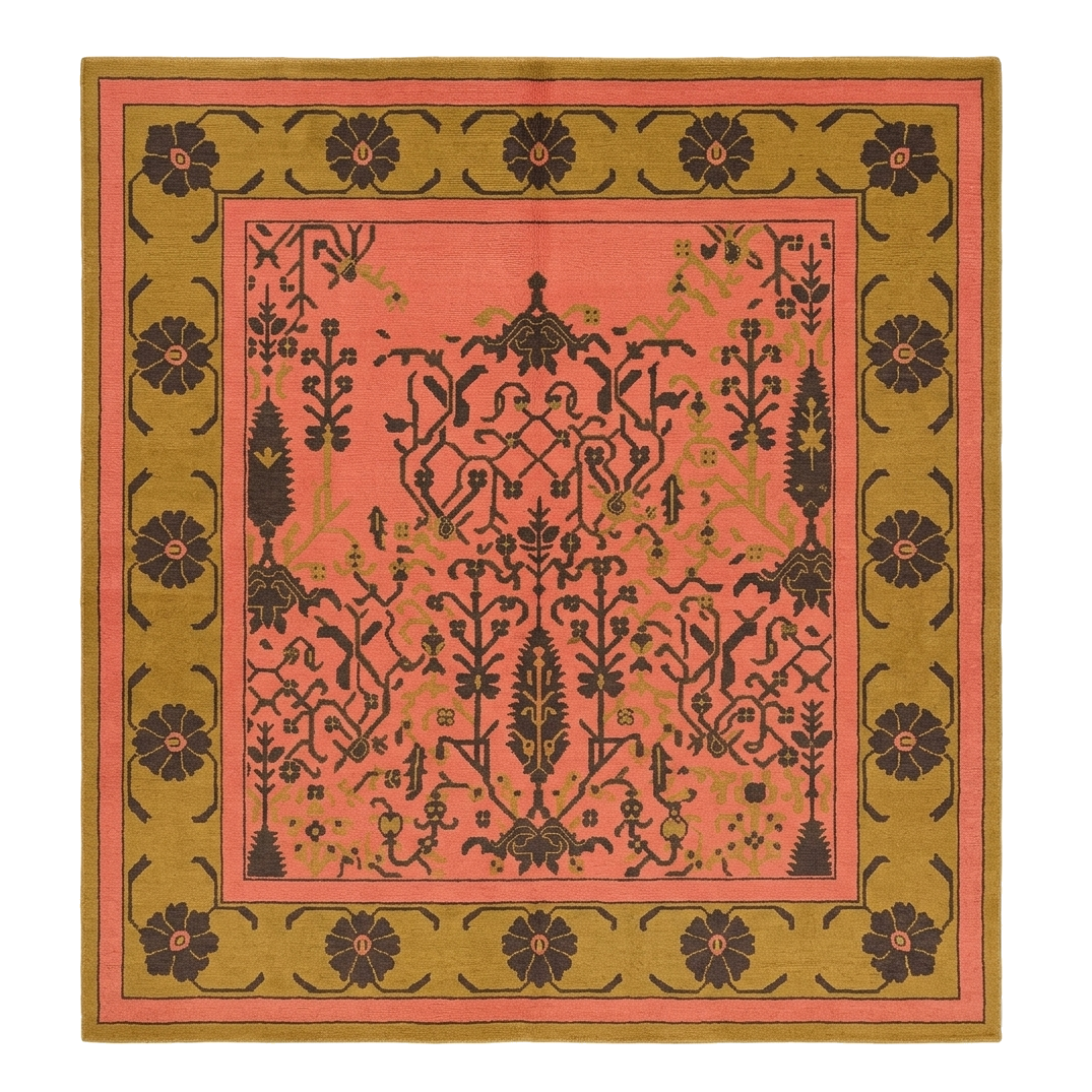 Garden Tapestry Hand Knotted Square Rug