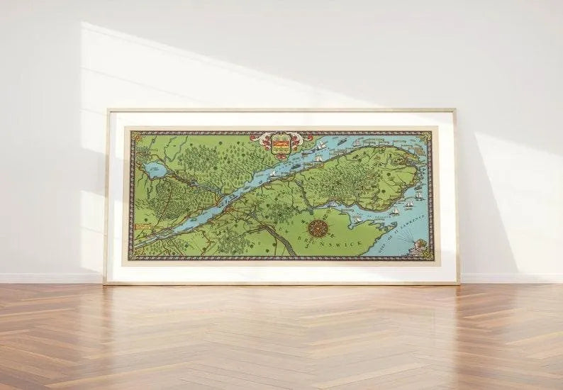 Gaspe City Map Wall Print| Framed Map Wall Decor