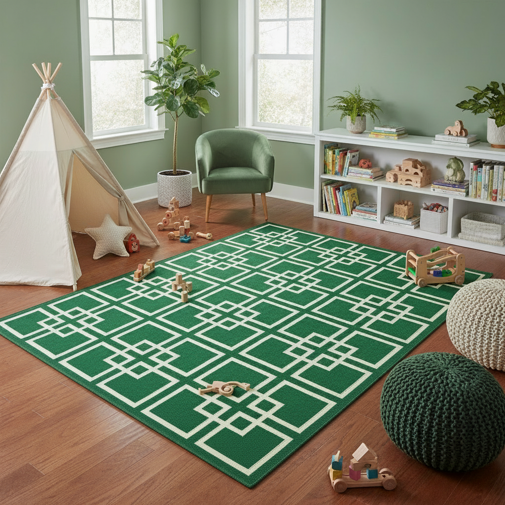 Gatsby's Garden Dhurrie Cotton Rug - Green
