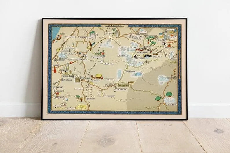 Gedera Israel Map Poster Print Wall Art