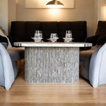 Julia Striped Bone Inlay 6-Seater Dining Table – Grey & White