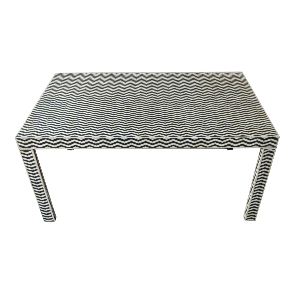 Chevron Bone Inlay Dining Table – Black