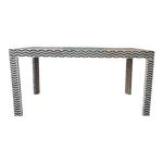 Chevron Bone Inlay Dining Table – Black
