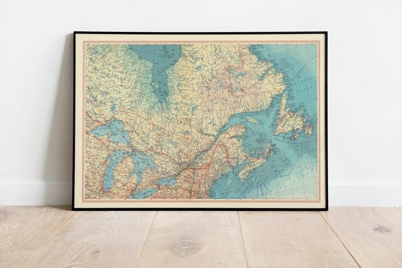 Geographical Map of Canada, British Columbia and Prairie Provinces Map Wall Decor| Map Wall Print Geographical Map of Canada, British Columbia and Prairie Provinces Map Wall Decor| Map Wall Print Geographical Map of Canada, Ontario, Quebec, and Maritime Provinces| Map Wall Decor 