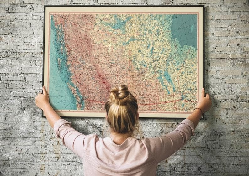 Geographical Map of Canada, British Columbia and Prairie Provinces Map Wall Decor| Map Wall Print Geographical Map of Canada, British Columbia and Prairie Provinces Map Wall Decor| Map Wall Print 