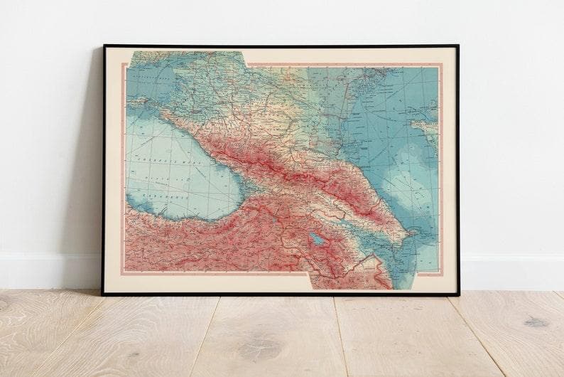 Geographical Map of Caucasia| Map Wall Decor Geographical Map of Caucasia| Map Wall Decor 