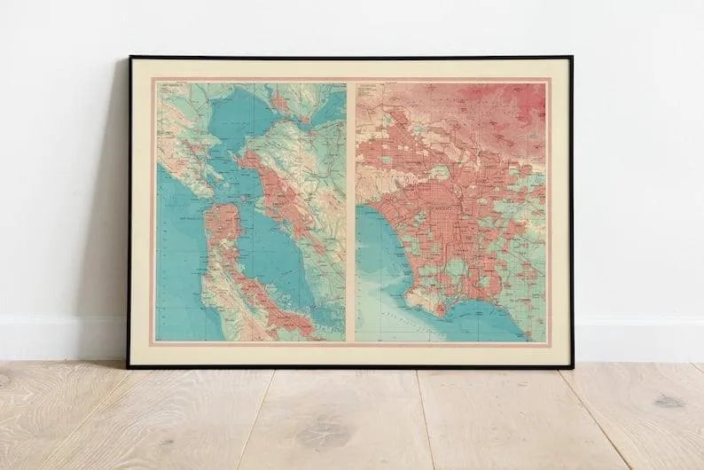 Geographical Map of San Francisco Bay| Map Wall Decor