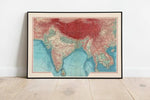 Geographical Map of India and Indochina Map Wall Decor