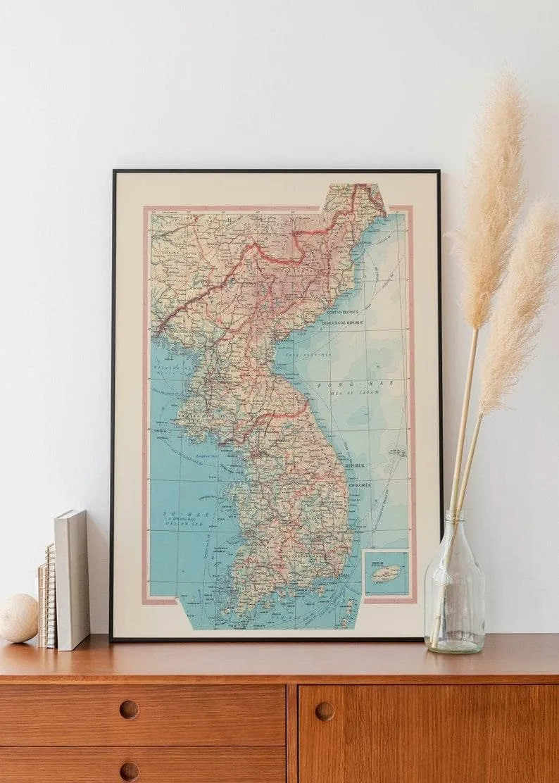 Geographical Map of Korea| Map Wall Decor