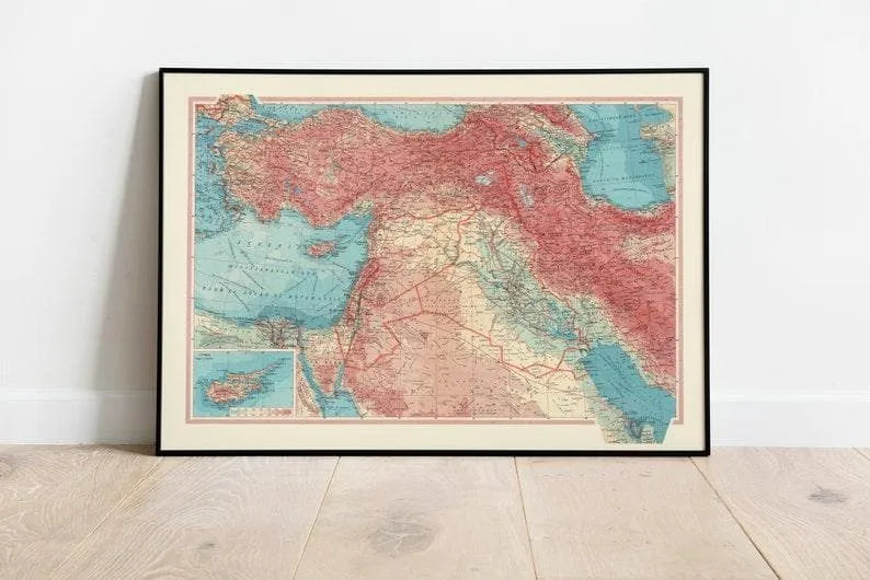 Geographical Map of Middle East| Map Wall Decor