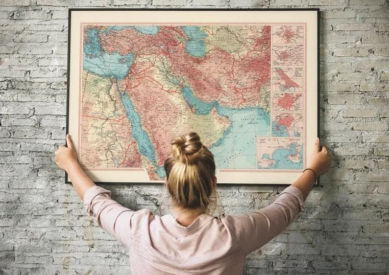 Geographical Map of Middle East| Map Wall Decor