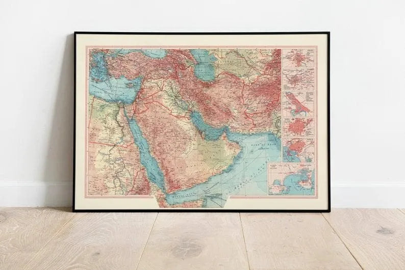 Geographical Map of Middle East| Map Wall Decor