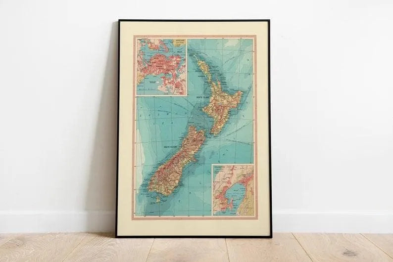 Geographical Map of New Zealand| Map Wall Decor