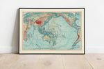 Geographical Map of Pacific and Indian Ocean Map Wall Decor