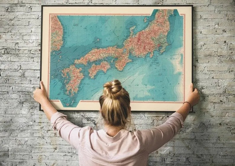 Geographical Map of Southern Japan| Map Wall Decor