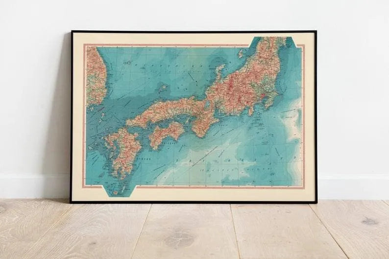 Geographical Map of Southern Japan| Map Wall Decor