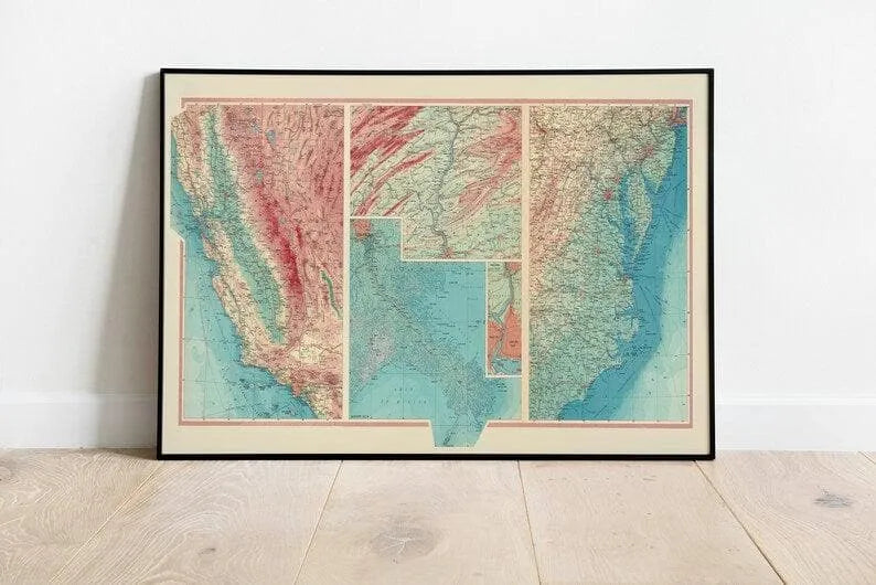 Geographical Map of United States| Map Wall Decor