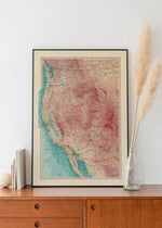 Geographical Map of West Coast of United States| Map Wall Decor