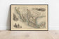 Historical Map of Mexico, California and Texas| Old Map Wall Decor