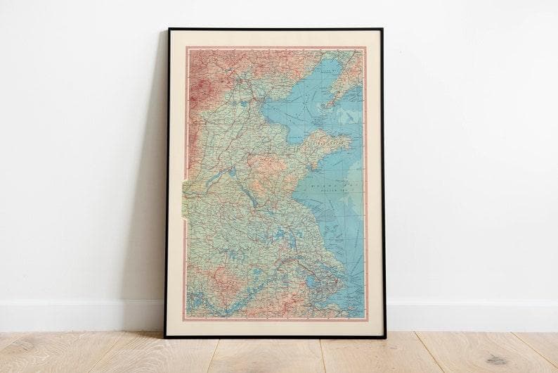 Geographical Map of the Great Plain of China| Map Wall Decor Geographical Map of the Great Plain of China| Map Wall Decor 