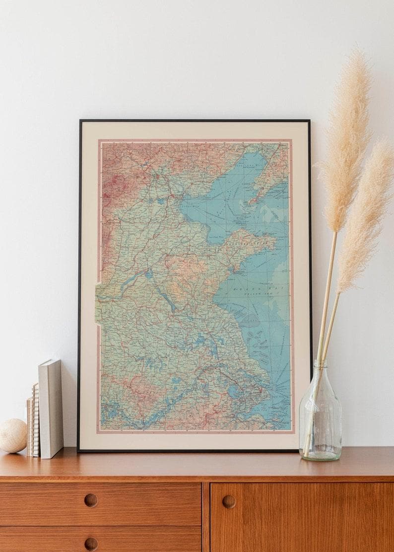 Geographical Map of the Great Plain of China| Map Wall Decor 