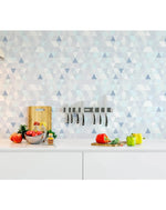 Geometric Blue and White Triangle Removable Wallpaper