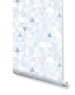 Geometric Blue and White Triangle Removable Wallpaper