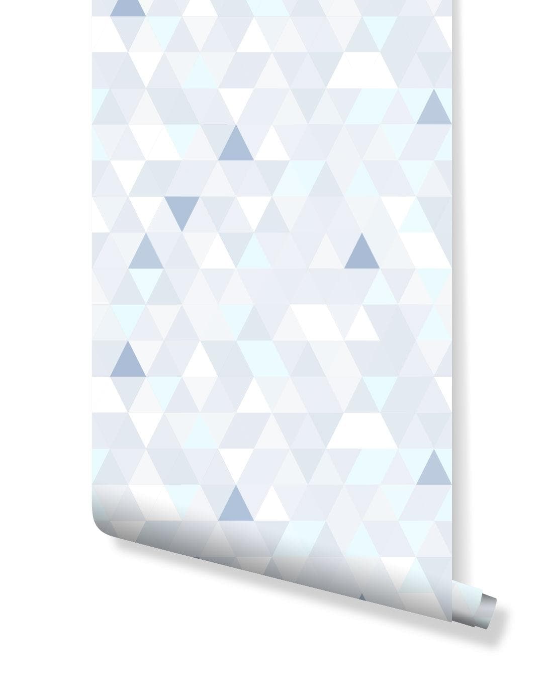 Geometric Blue and White Triangle Removable Wallpaper 