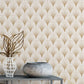 Geometric Floral Art Deco Removable Wallpaper Luxury Gold Scallops Removable Wallpaper 