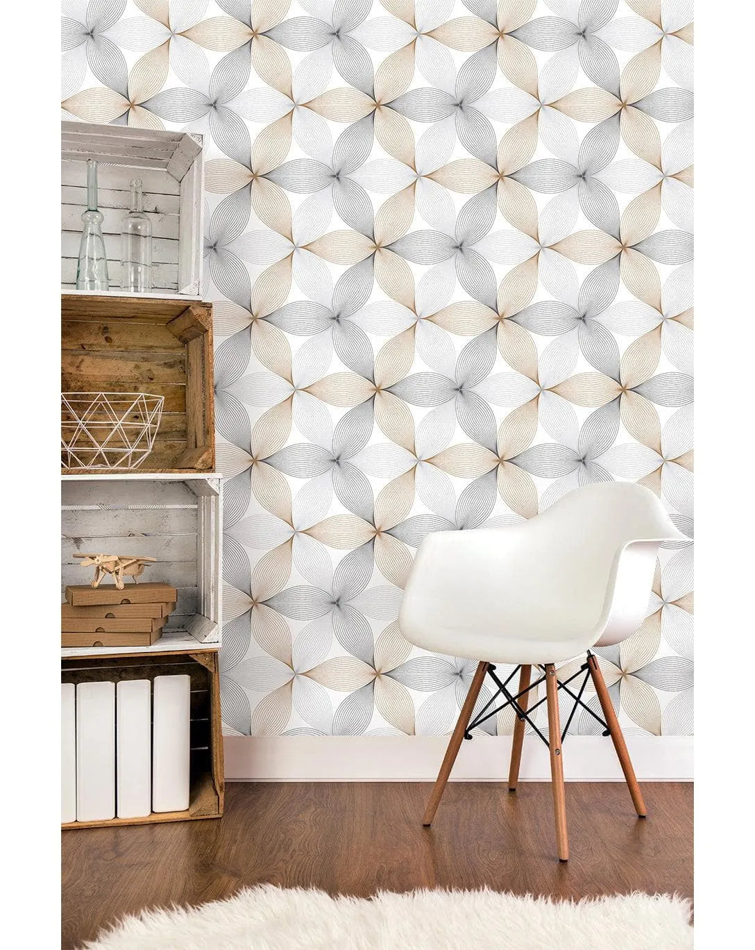 Geometric Floral Linear Petal Flowers Removable Wallpaper