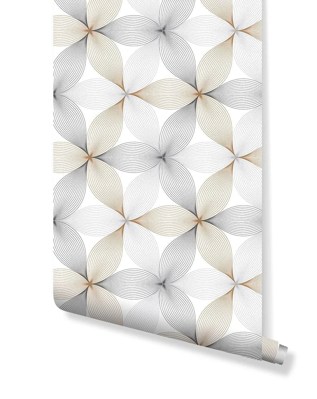 Geometric Floral Linear Petal Flowers Removable Wallpaper