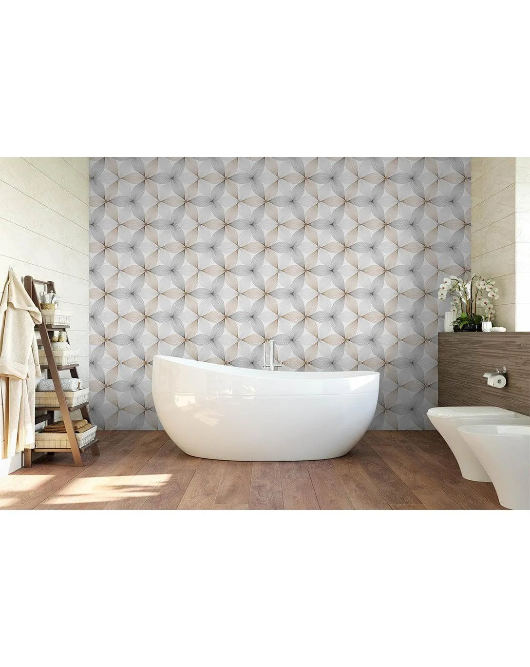 Geometric Floral Linear Petal Flowers Removable Wallpaper