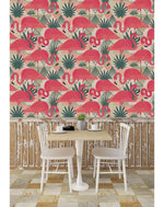 Geometric Tropical Pink Flamingo Removable Wallpaper