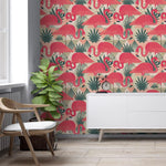 Geometric Tropical Pink Flamingo Removable Wallpaper