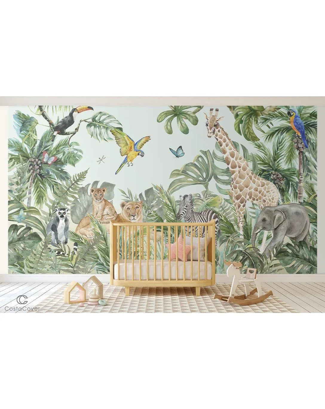 Safari Jungle Exotic Animals Kids Room Wall Mural